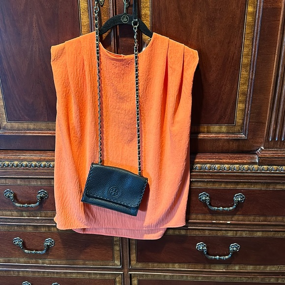 Kittenish Tops - Kittenish cap sleeve orange blouse